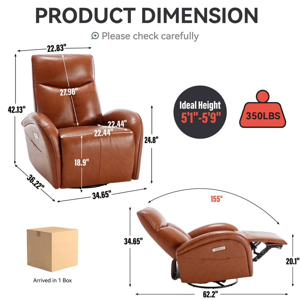 Cozy Swivel Recliner with USB Charging