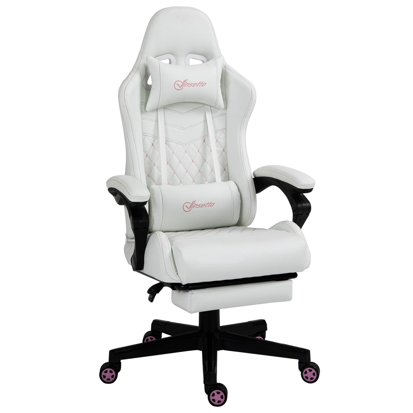 Chic Pink & White Gaming Chair for Ultimate Comfort