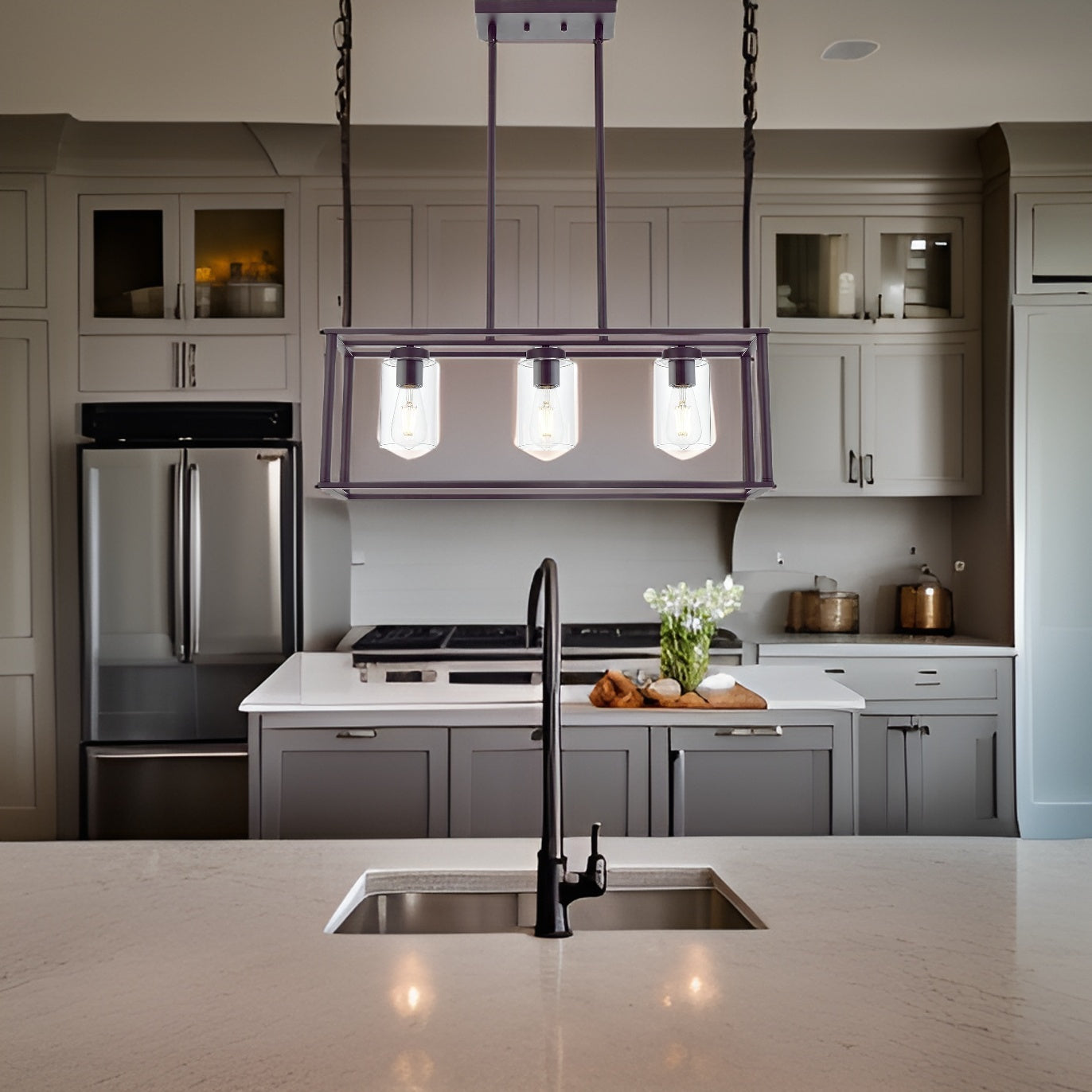 Chic Black Lantern Chandelier for Dining & Kitchen