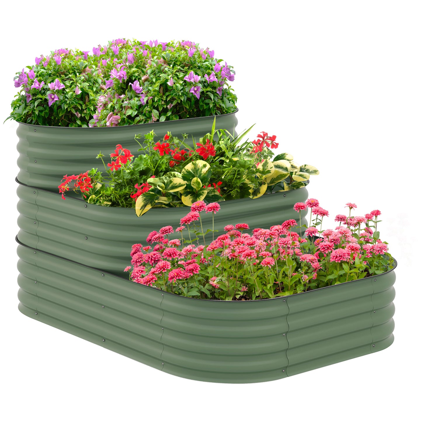 Versatile 3-Tier Galvanized Steel Garden Planter