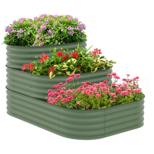 Versatile 3-Tier Galvanized Steel Garden Planter