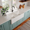 Charming Double Basin Farmhouse Sink with Grid and Strainer