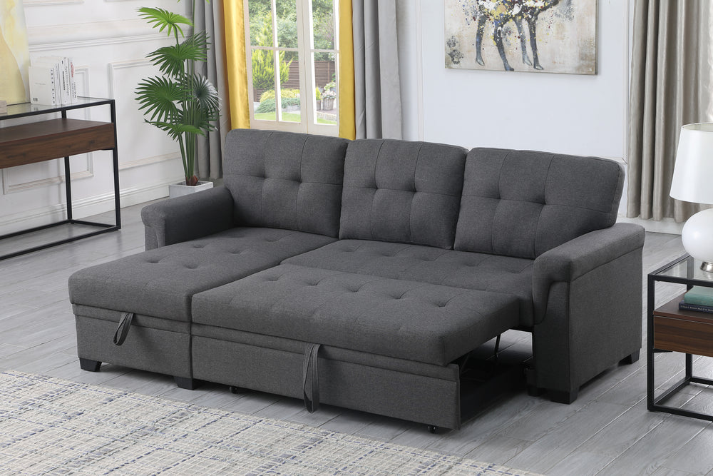 Cozy Gray Reversible Sleeper Sofa with Storage Chaise