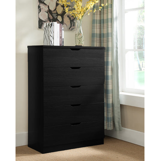 Sleek Black Five-Drawer Storage Chest