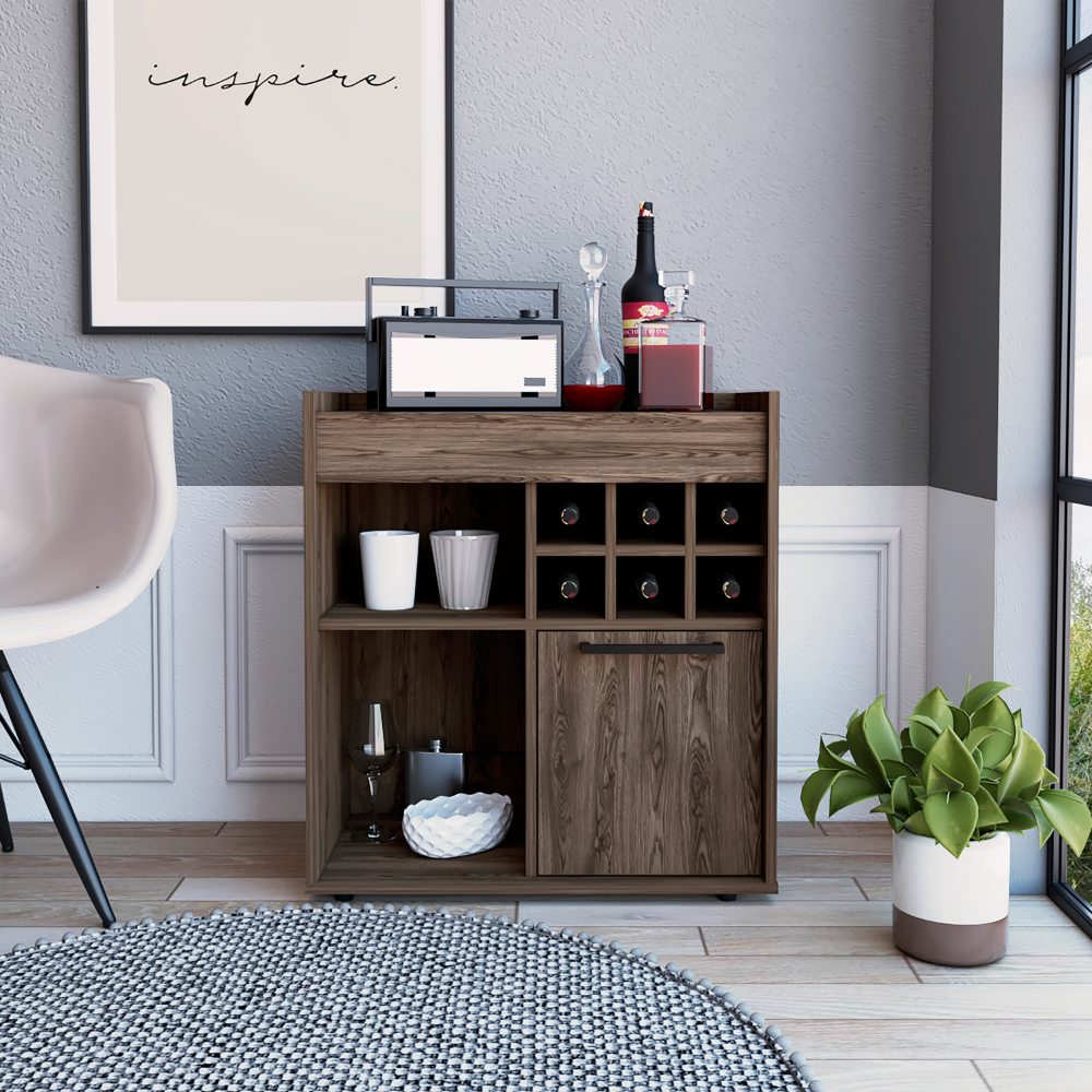 Chic Coffee Cart with Storage & Bottle Racks