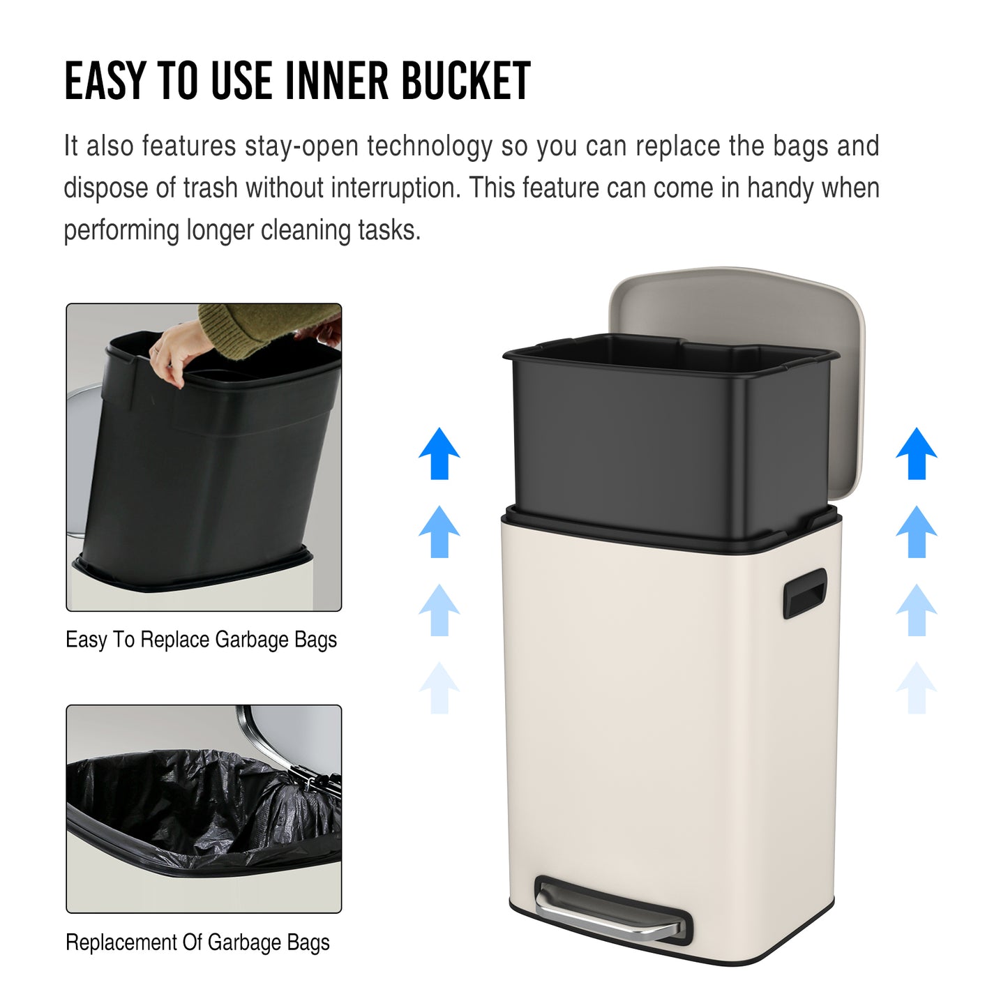 Sleek Soft-Close Kitchen Trash Can with Foot Pedal and Bags