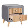 Gray Upholstered Nightstand with Drawers