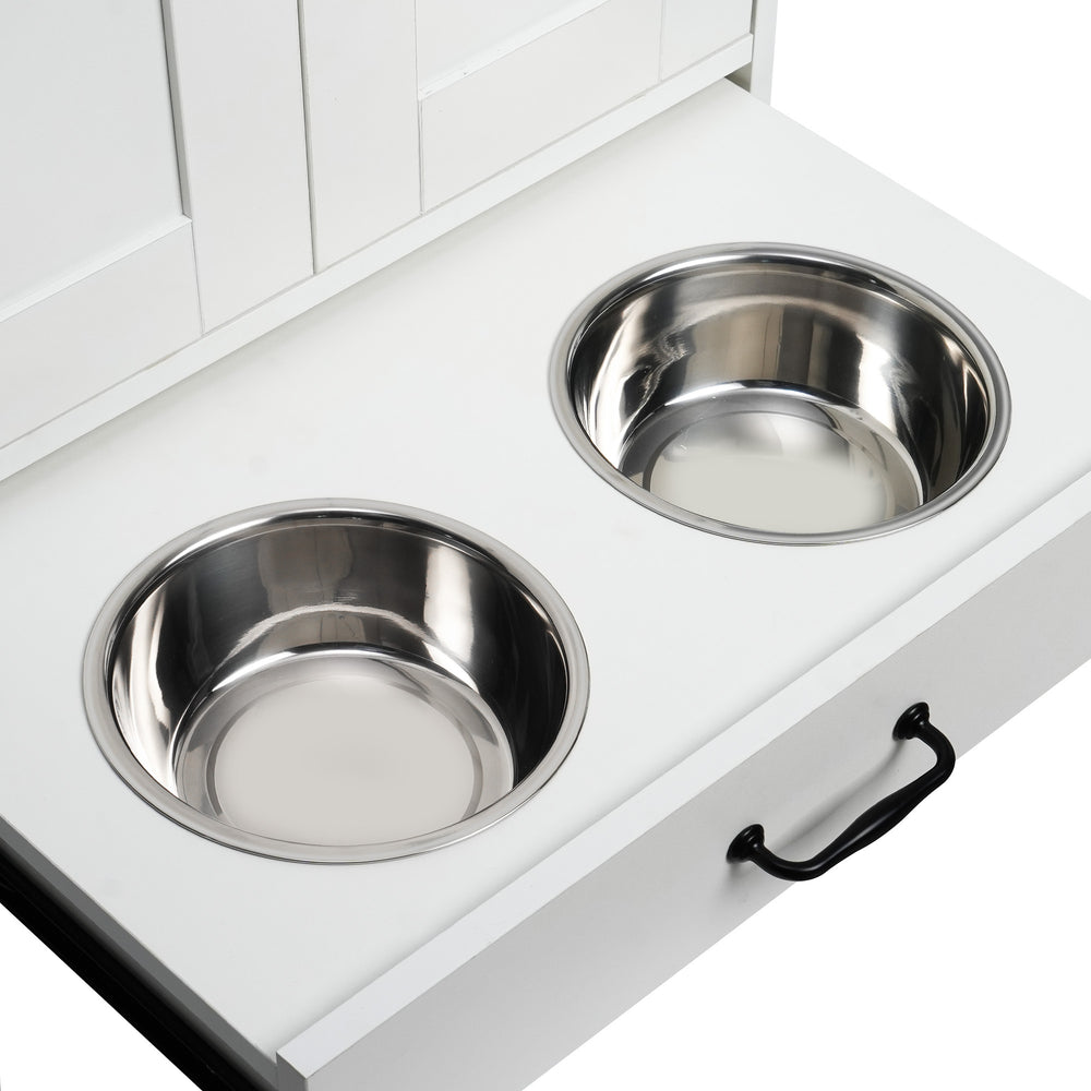 Chic Dog Feeding Station with Hidden Bowls & Storage