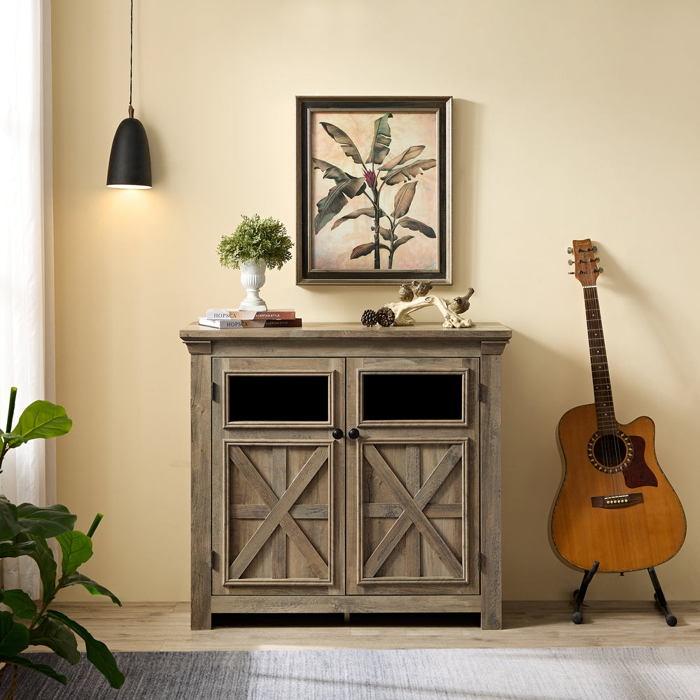 Stylish Gray Wine & Buffet Cabinet