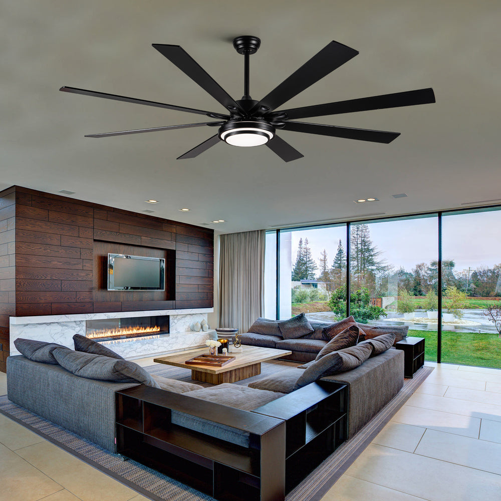 Smart Matte Black Ceiling Fan with Remote