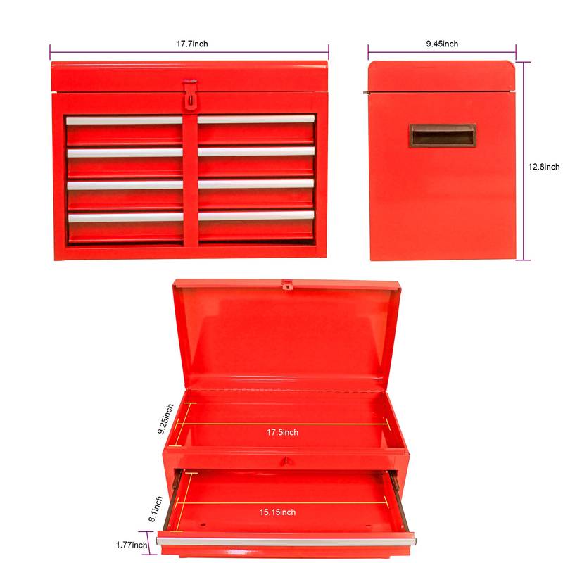 Red Tool Chest with Adjustable Shelf & Bottom Cabinet