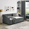 Chic Grey Daybed with Trundle & Stylish Tufted Design