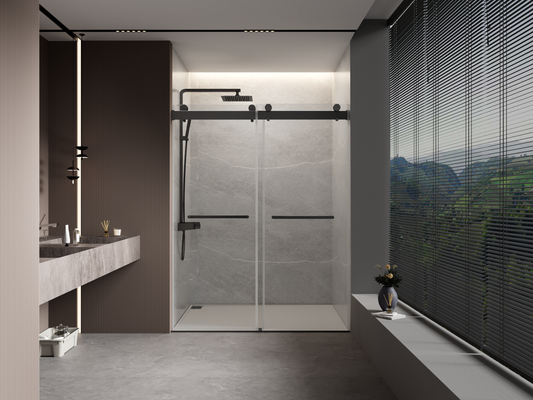 Sleek Soft-Close Frameless Shower Door in Matte Black