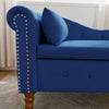 Velvet Navy Lounge Chair with Storage & Pillow