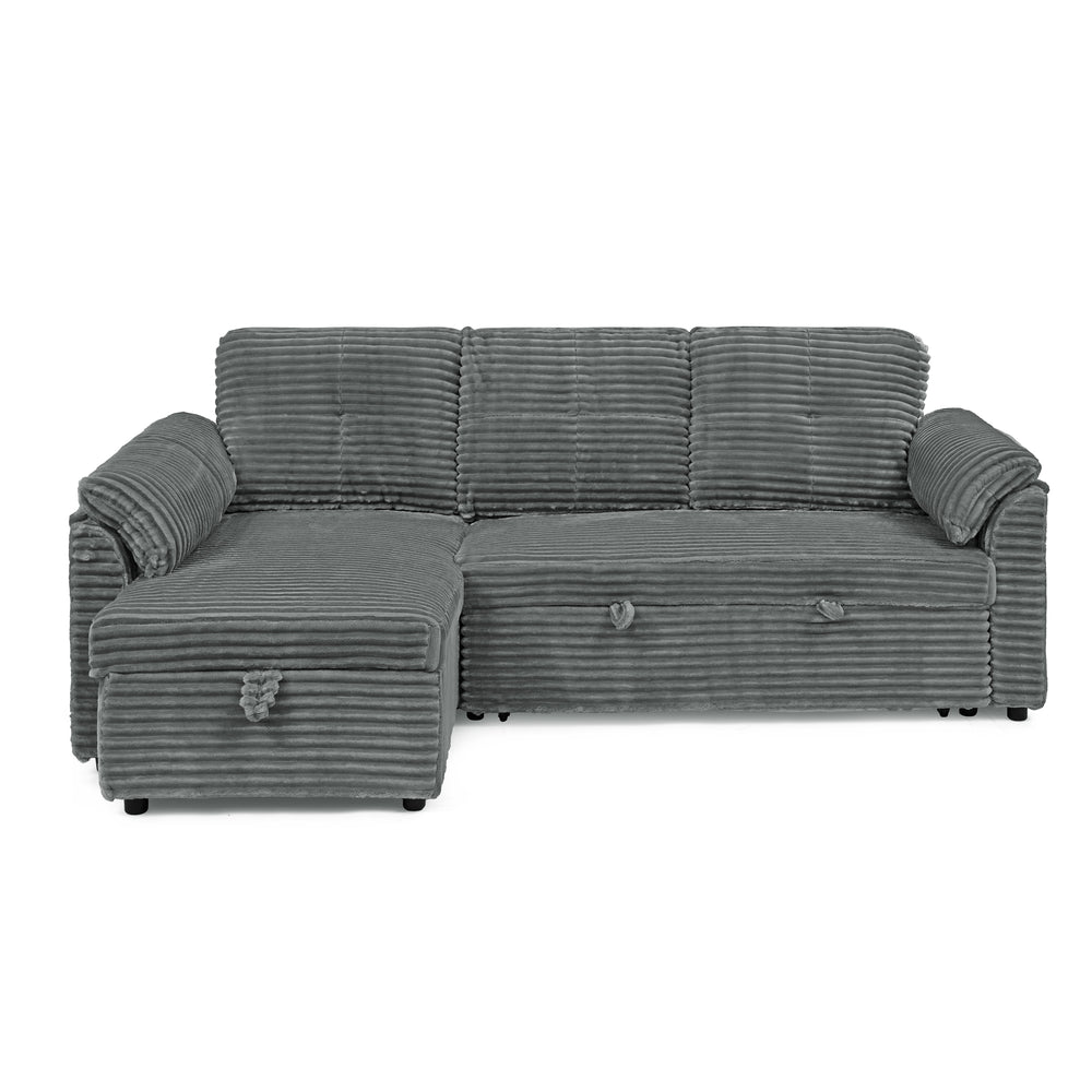 Cozy Convertible Corduroy Sectional Sofa with Storage and Recline