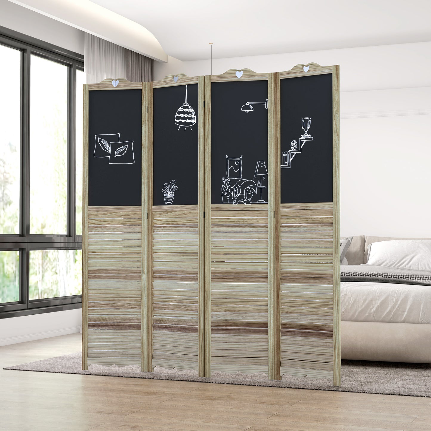 Charming Room Divider with Blackboard - Perfect Privacy Screen for Any Space