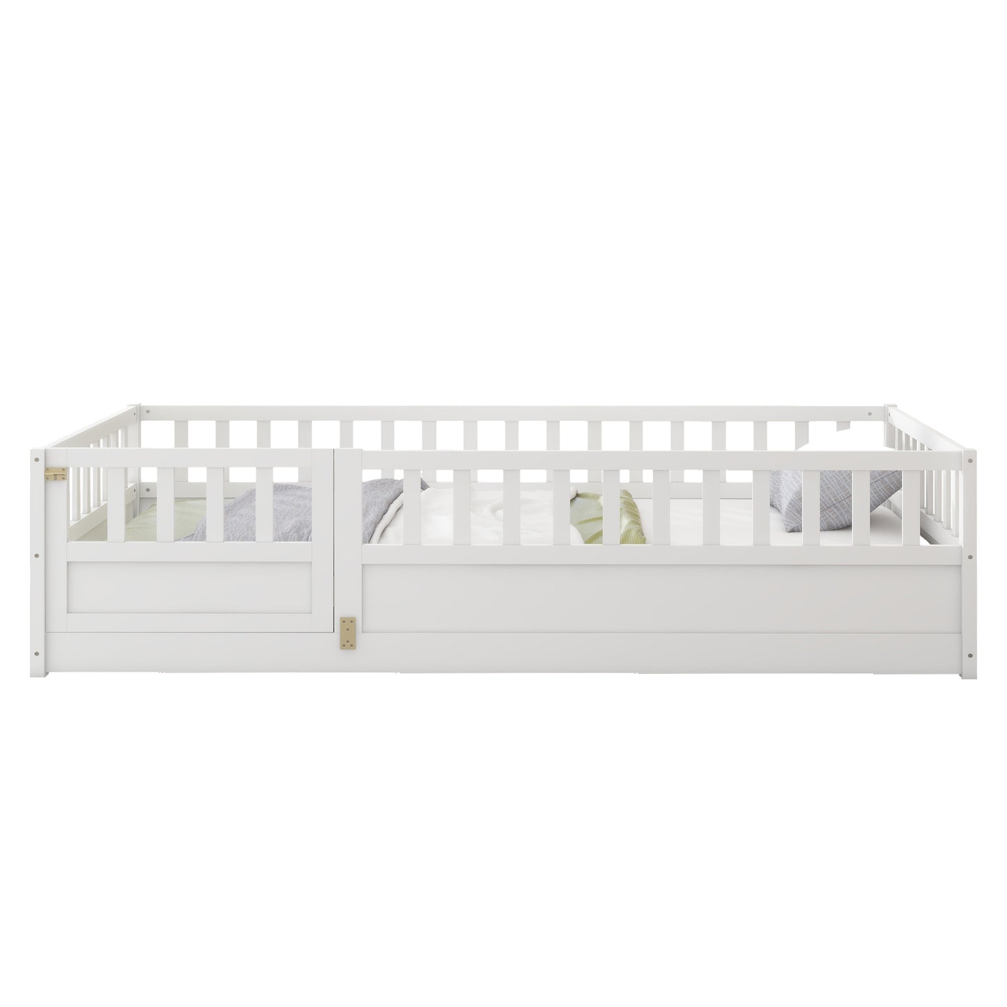 Cozy Twin Montessori Floor Bed with Safety Barrier