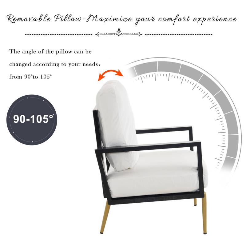 Chic White Accent Armchair with Gold Legs