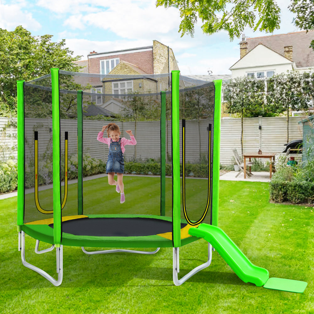 Jump & Play Trampoline with Safety Net and Slide