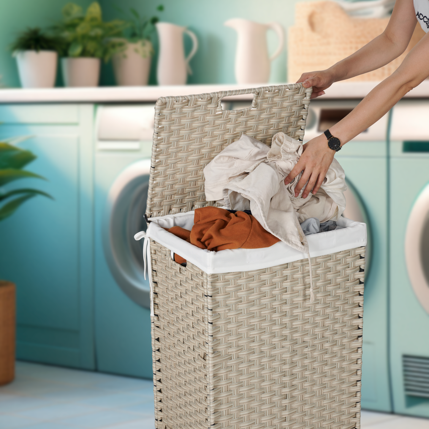 Stylish Grey Laundry Hamper with Removable Bags