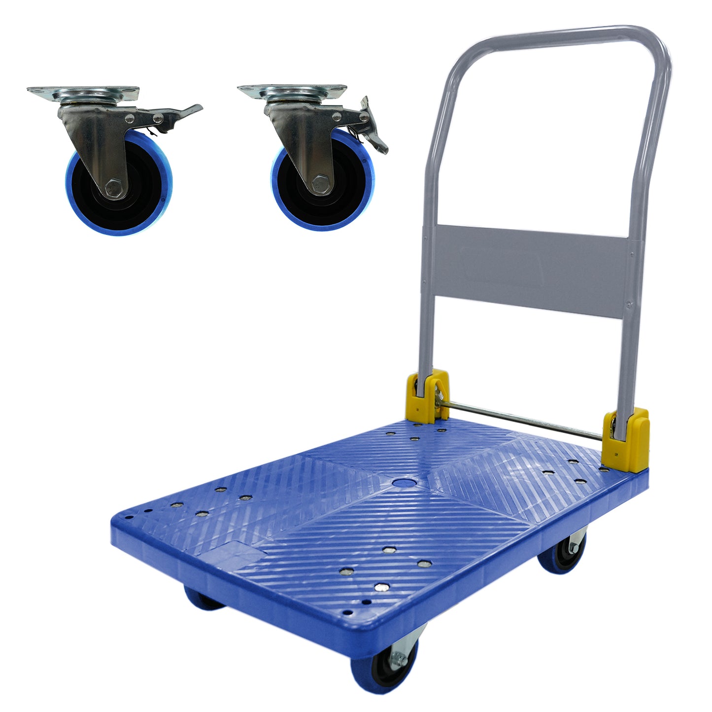 EasyFold Hand Truck: Heavy-Duty Cart with Swivel Brake Wheels