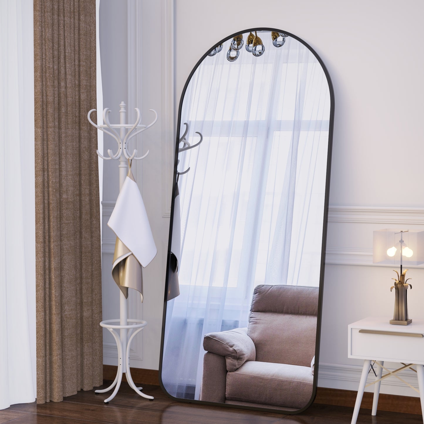 Elegant Black Full-Length Mirror - Stylish Oversized Design for Any Room