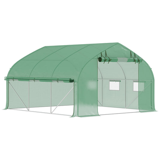 EcoGrow Walk-In Tunnel Greenhouse with Zippered Door & Ventilated Windows