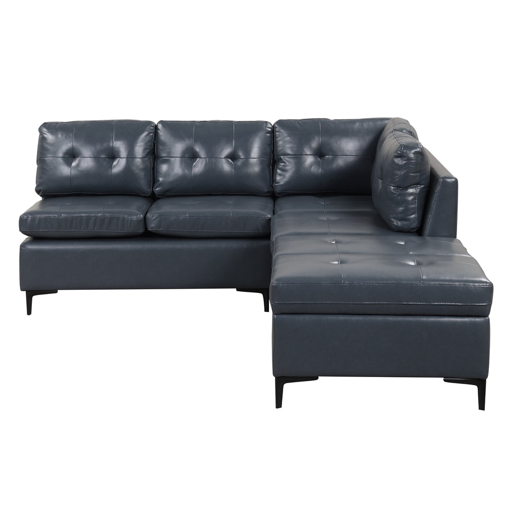 Cozy Blue L-Shaped Corner Sofa with Storage Ottomans