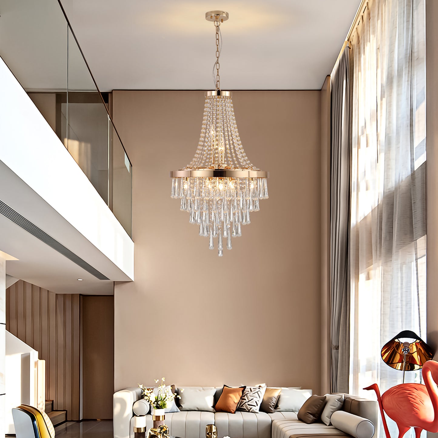 Gleaming Gold Crystal Chandelier – Luxe Lighting for Every Space