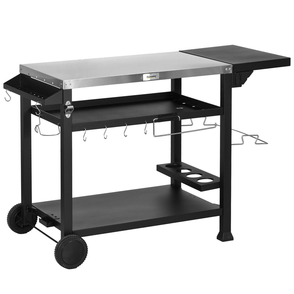 Outdoor Chef’s Cart with Foldable Table & Wheels