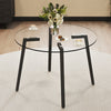 Chic Round Glass Dining Table with Black Metal Legs