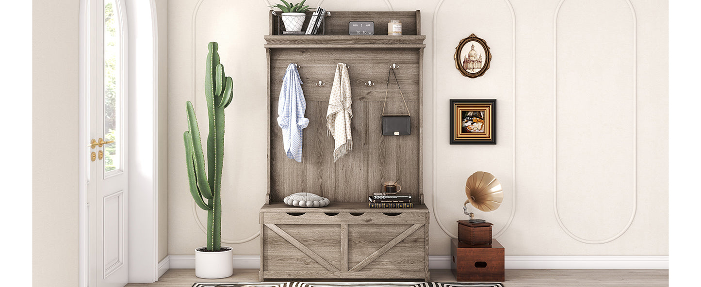 Chic Entryway Hall Tree with Storage Bench and Hooks