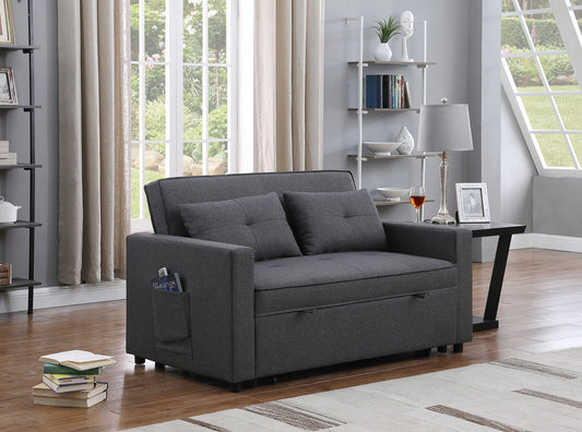 Cozy Convertible Gray Loveseat with Pocket