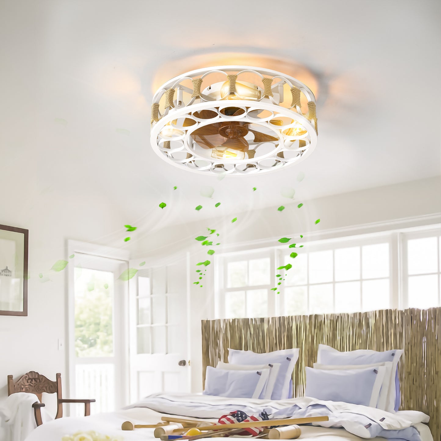 Stylish Remote-Controlled Ceiling Fan with Lights and Reversible Blades