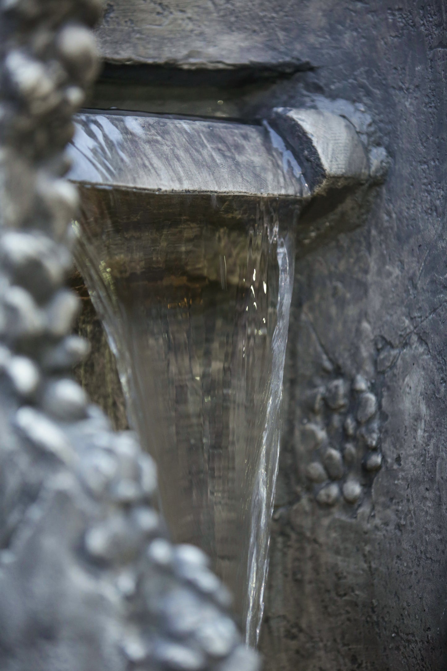 Elegant Gray Waterfall Fountain with Light