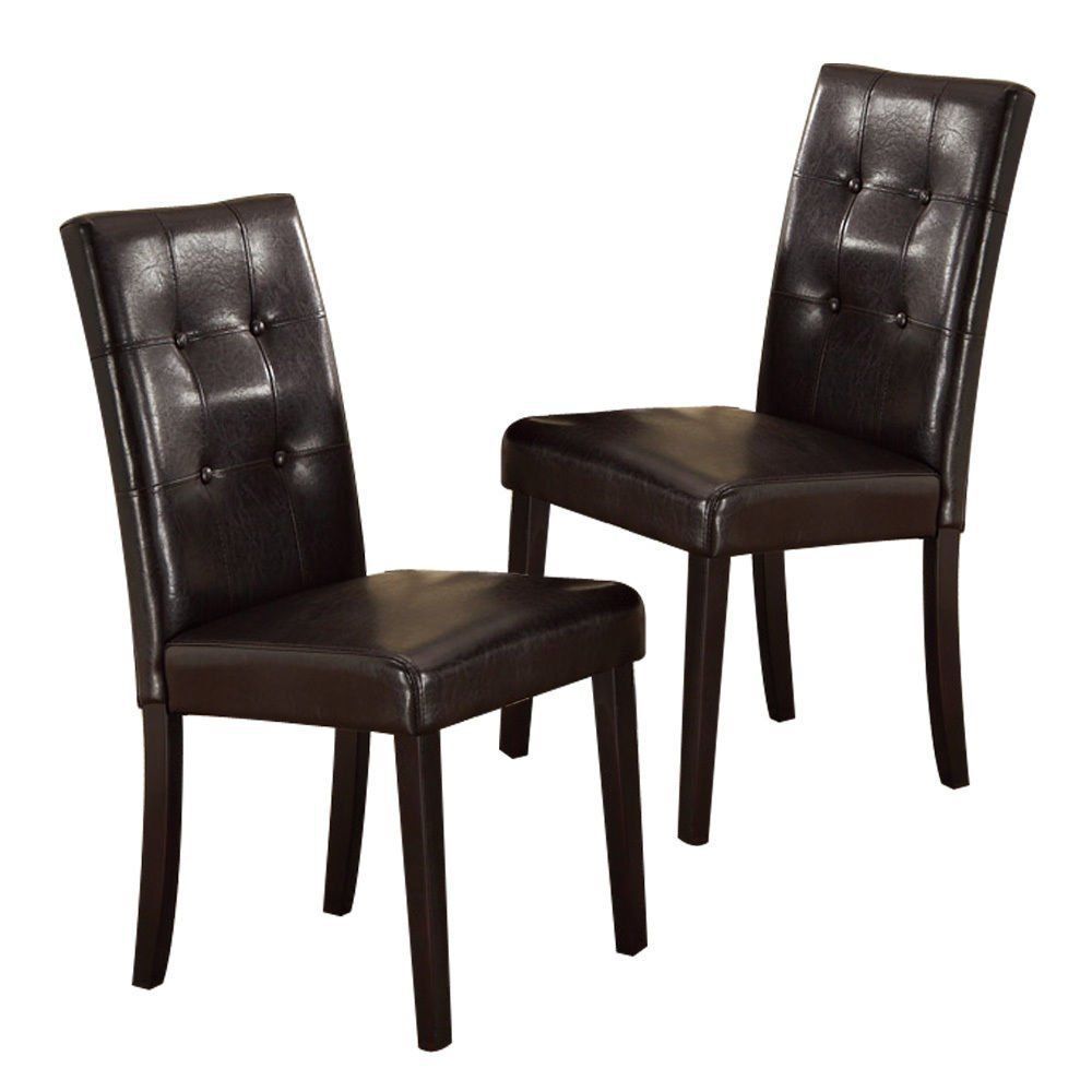 Chic Brown Tufted Dining Chairs - Set of Two