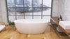 Sleek White Freestanding Soaking Tub with Easy Drain