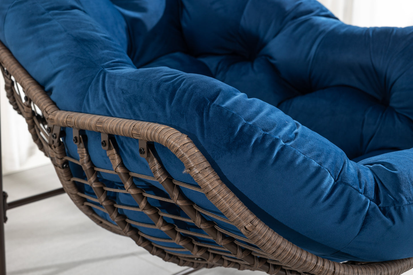 Cozy Navy Rattan Rocker Chair