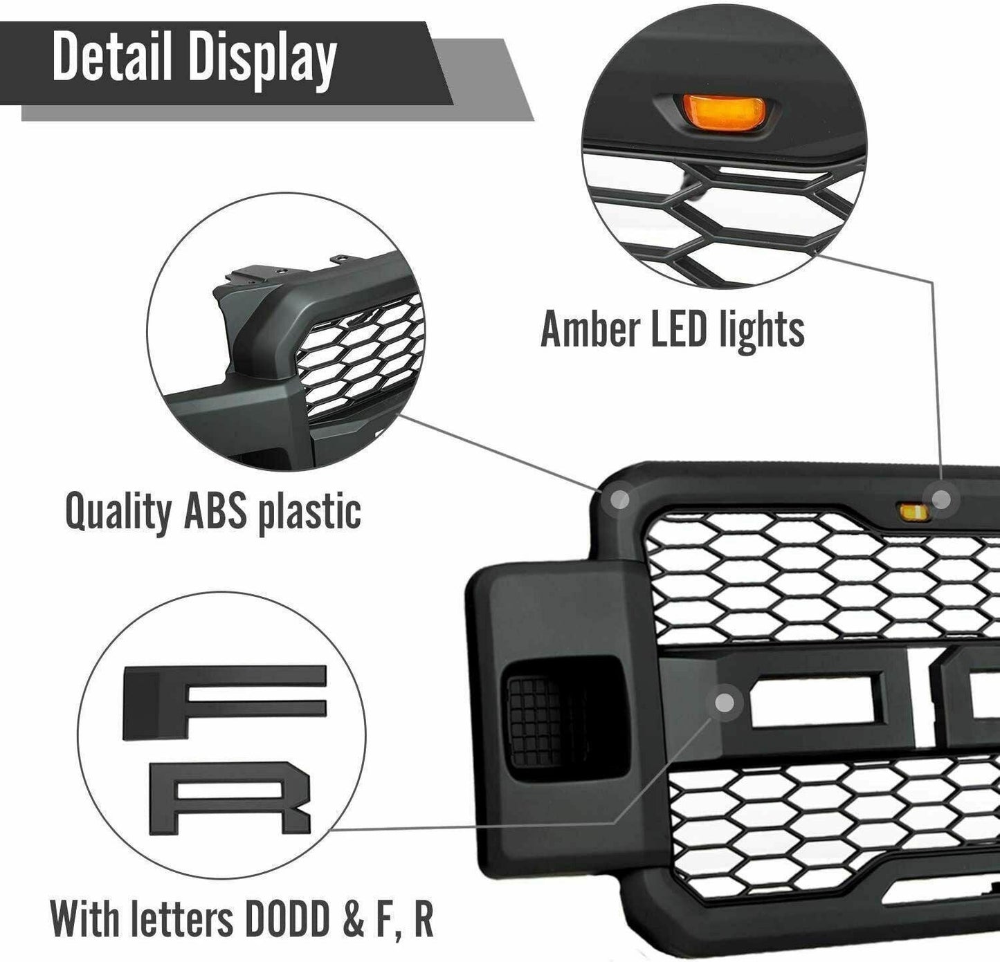 Super Duty Raptor Grill with LED Lights - Matte Black