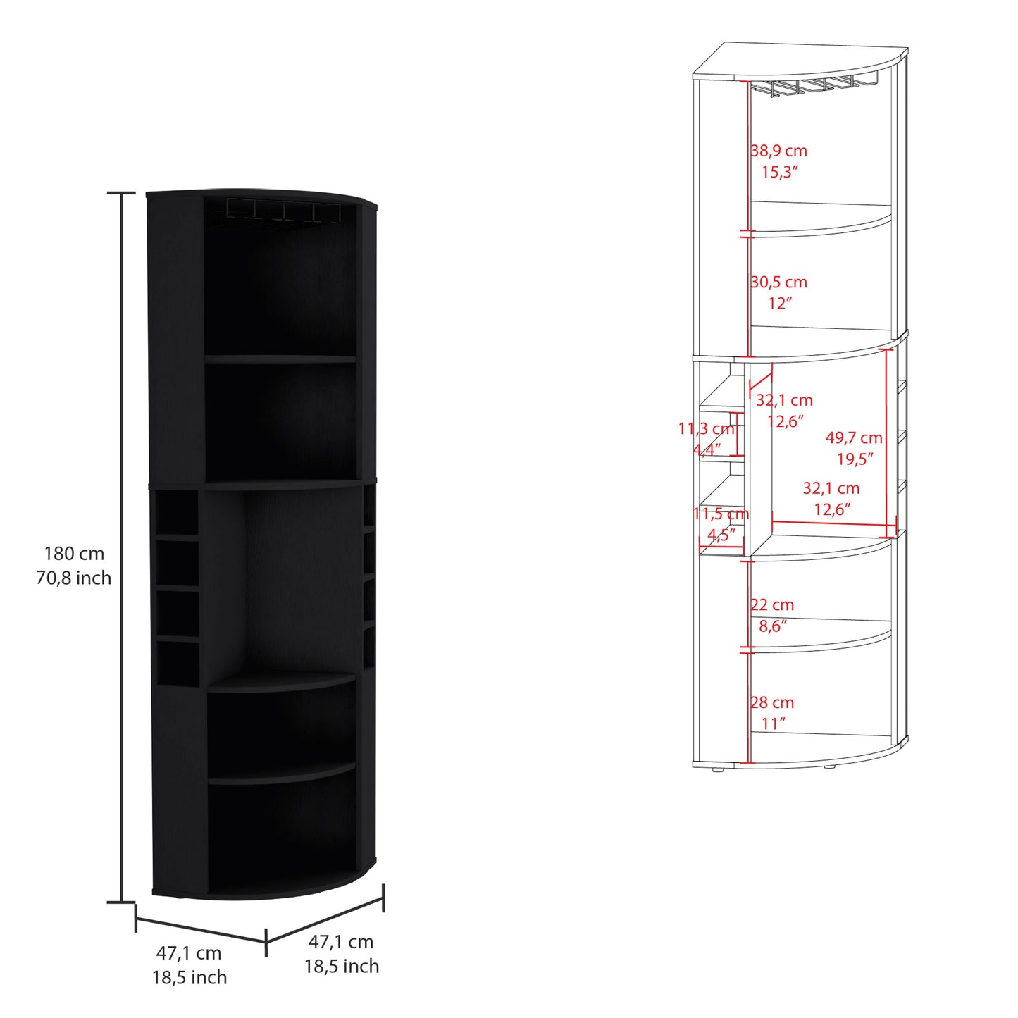 Oban Stylish Corner Bar Cabinet