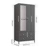 Sleek Metal Wardrobe with Mirror & Drawers