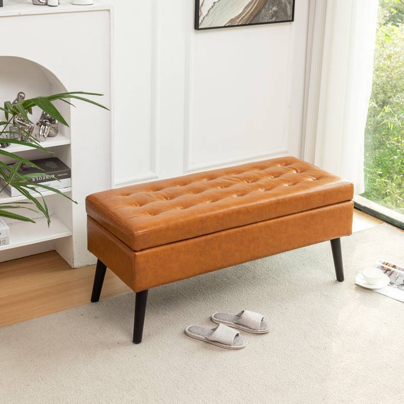 Stylish Leather Storage Bench