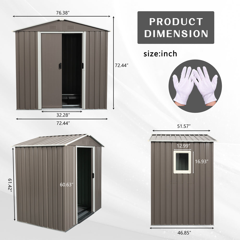 “Spacious Gray Metal Outdoor Shed with Window”