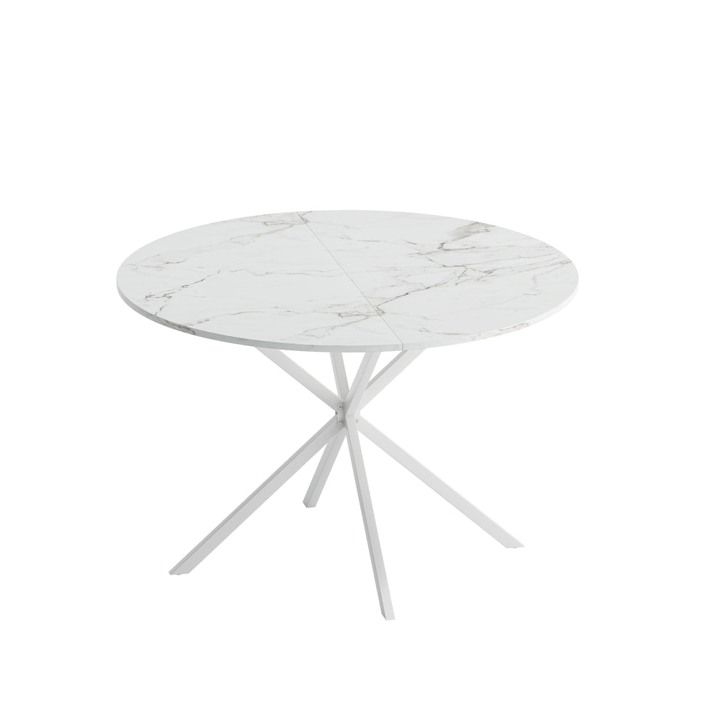 Chic Marble Cross-Leg Dining Table