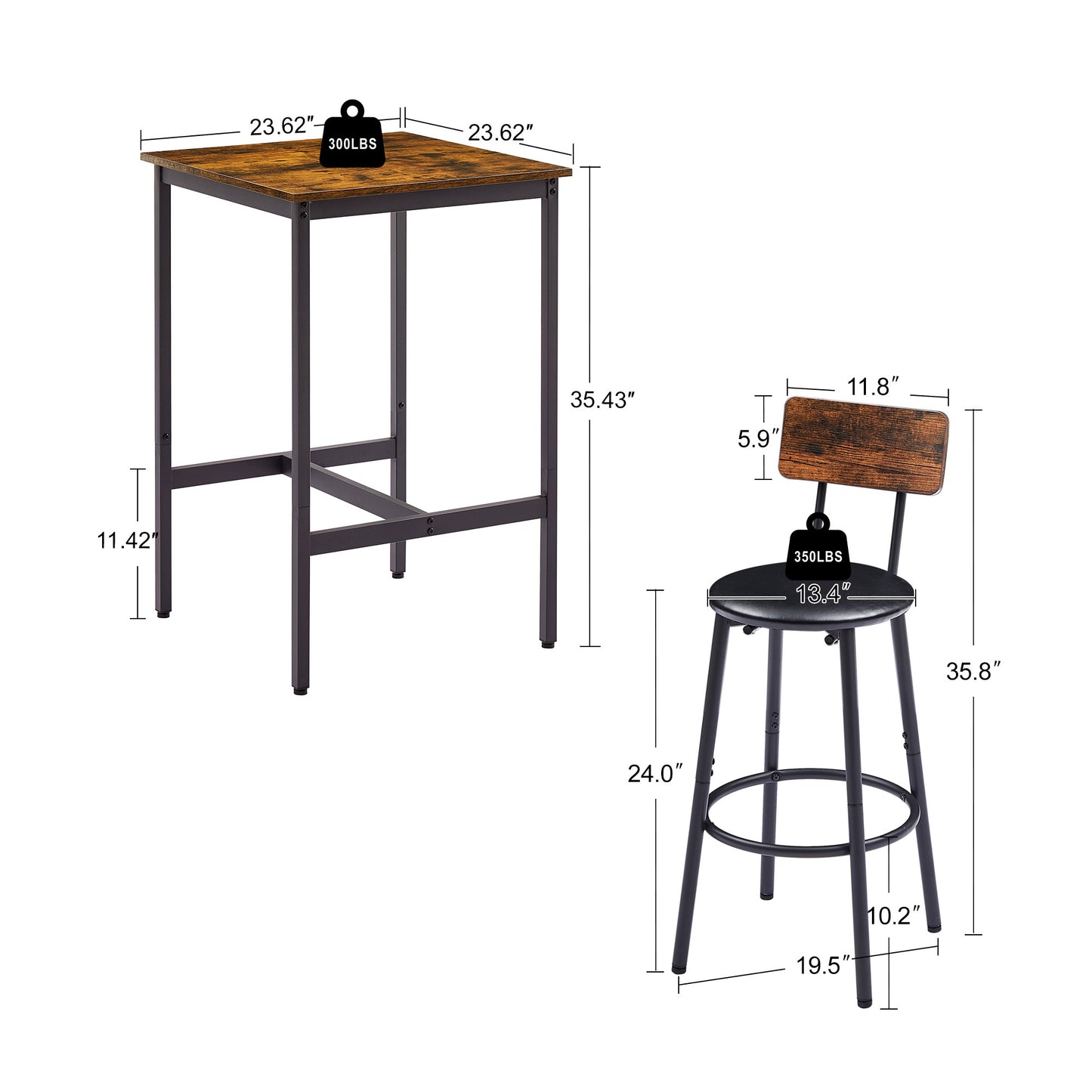 Rustic Bar Table & Stool Set