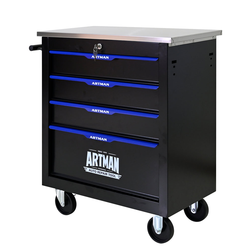 Rolling Tool Cart with Storage Drawers - Black