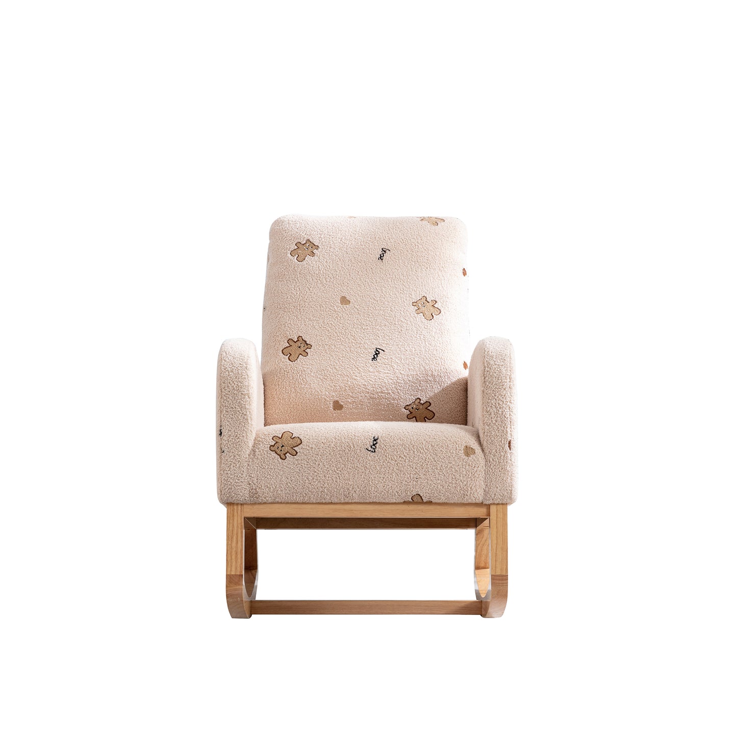 Cozy Mid-Century Rocking Chair with Pocket - Beige Boucle