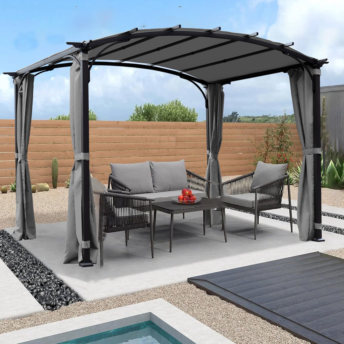 Stylish Arched Pergola with Waterproof Shade for Your Garden