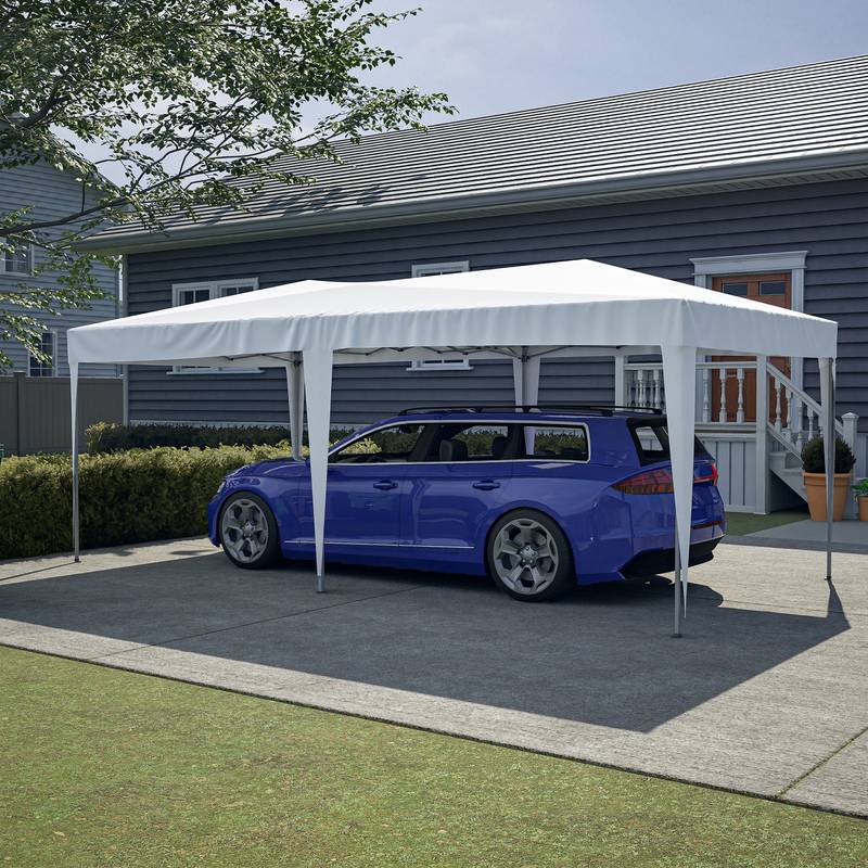 Easy Pop-Up Party Canopy with Sidewalls and Weights - Beige & White