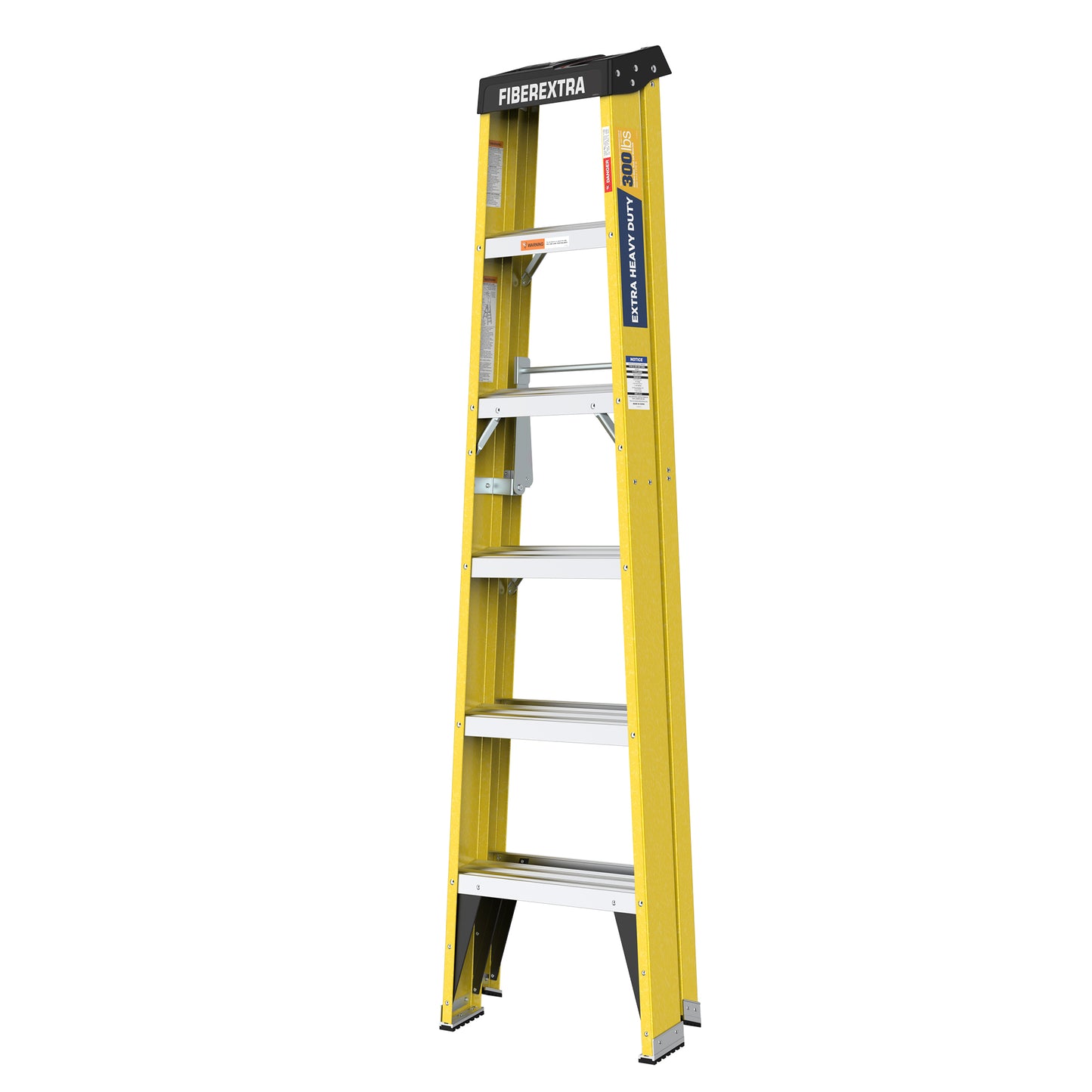 Bright Yellow Fiberglass Step Ladder - Heavy Duty Design